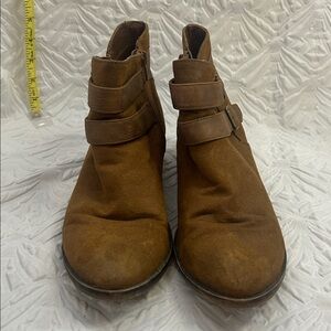 Madden Girl Brown Buckle Ankle Boots Moto Booties Low Heel Womens